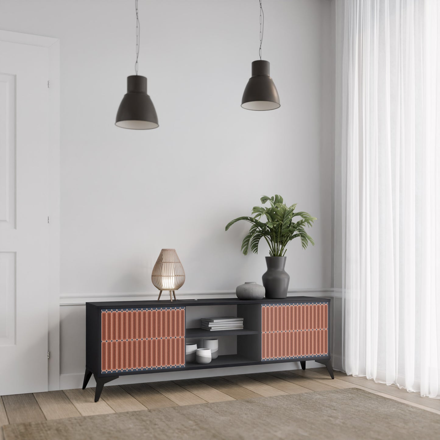 HYPNOTIC GATE 2-dörrars TV-bänk i svart finish
