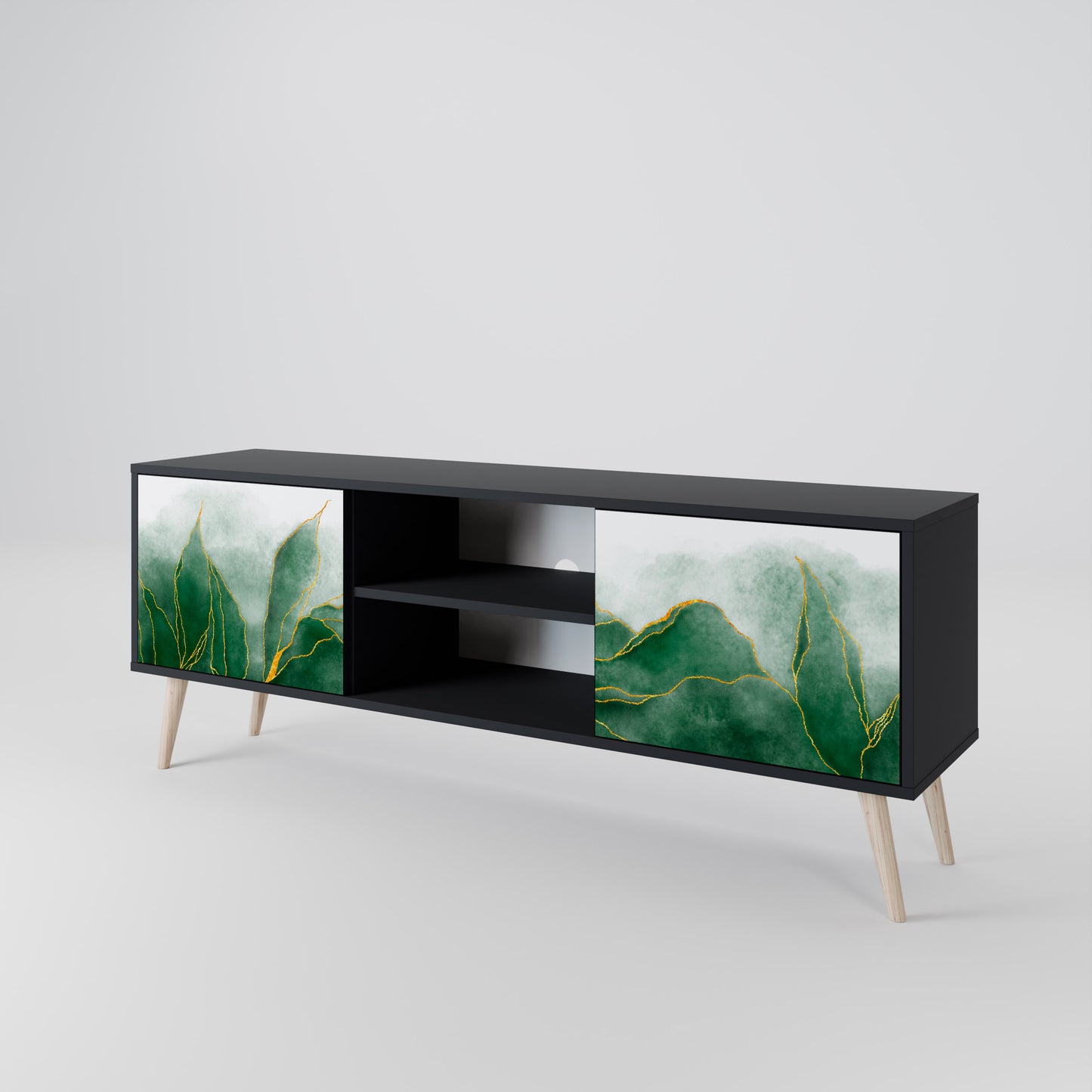 DYR NATURE 2-dörrars TV-bänk i svart finish