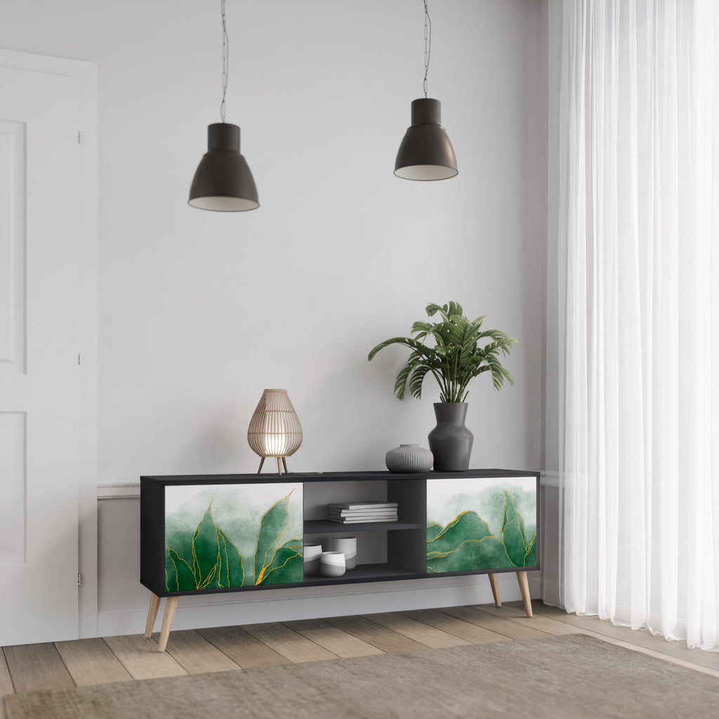 DYR NATURE 2-dörrars TV-bänk i svart finish