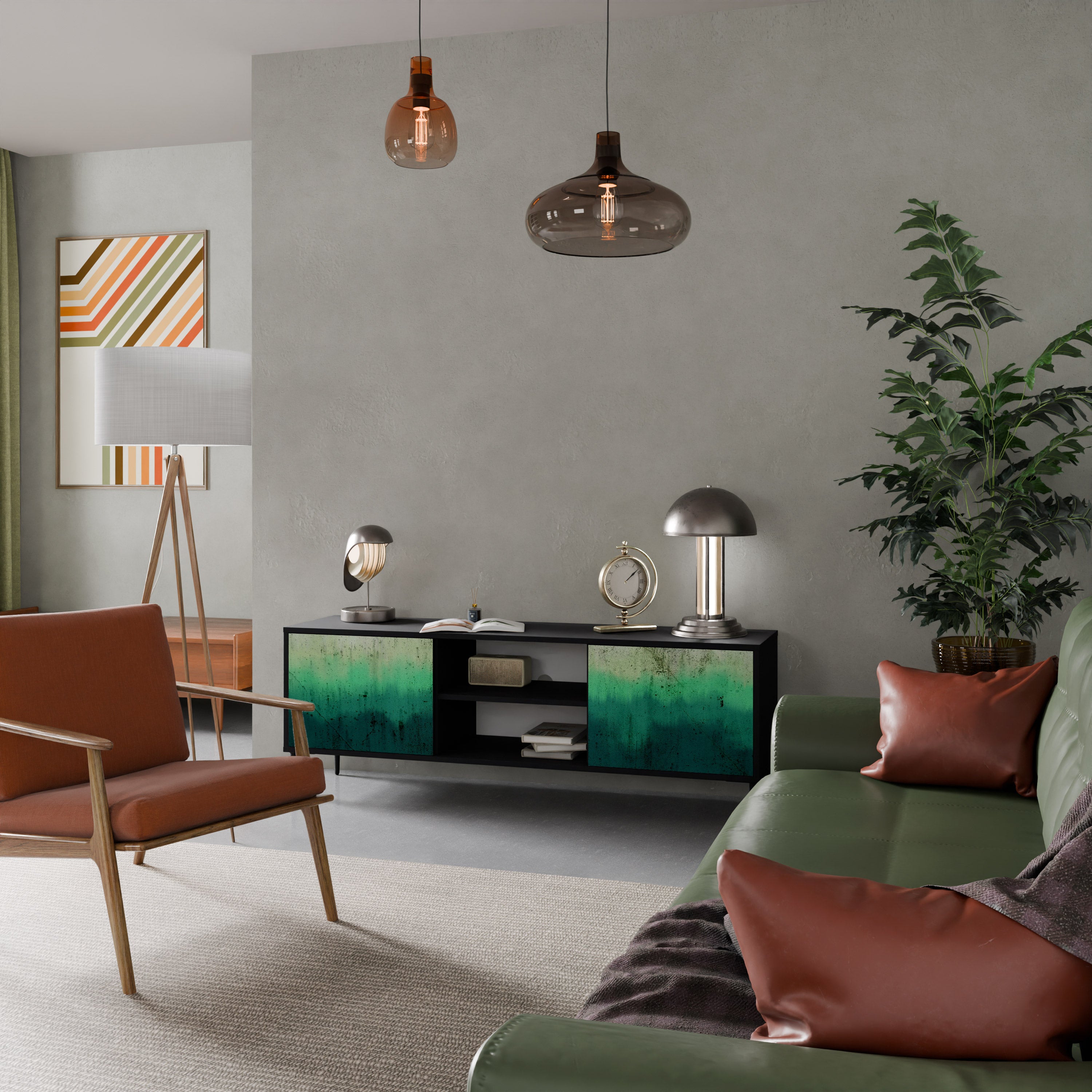 NORTHERN LIGHTS 2-dörrars TV-bänk i svart finish