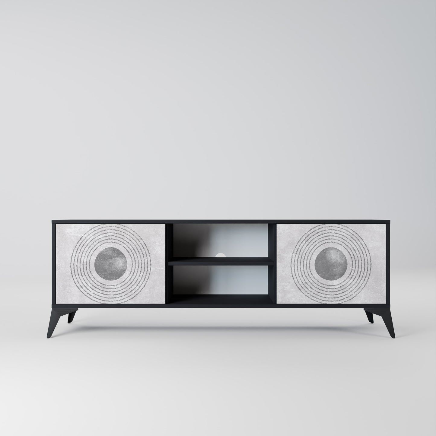 SOLID CIRCLES 2-dörrars TV-bänk i svart finish