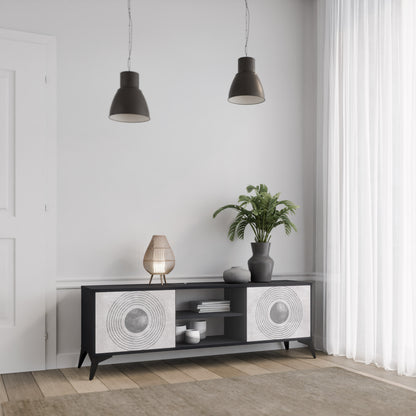 SOLID CIRCLES 2-dörrars TV-bänk i svart finish