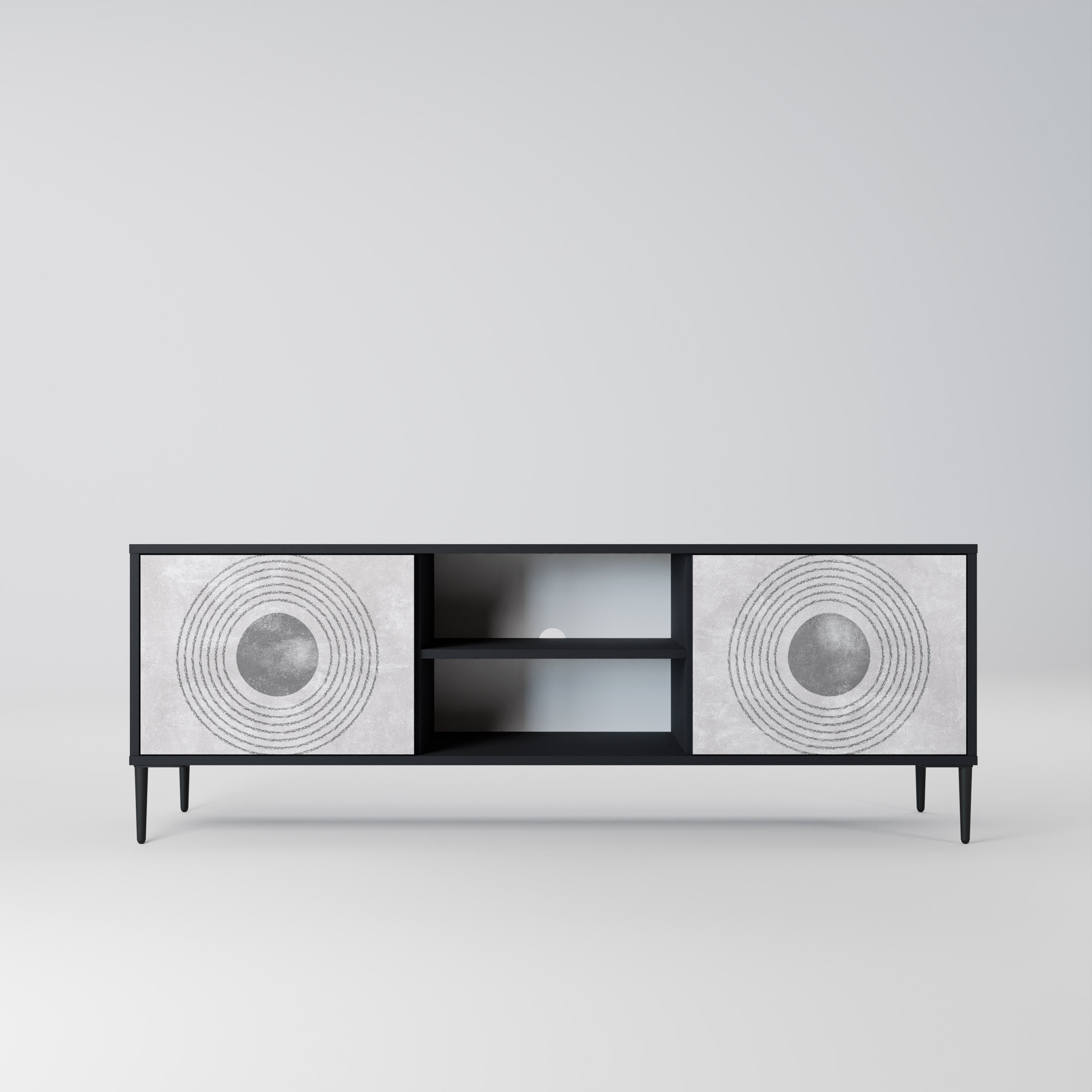 SOLID CIRCLES 2-dörrars TV-bänk i svart finish