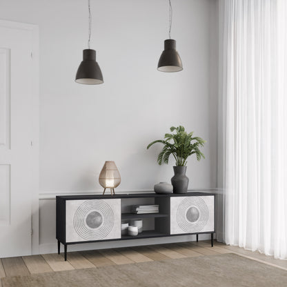 SOLID CIRCLES 2-dörrars TV-bänk i svart finish