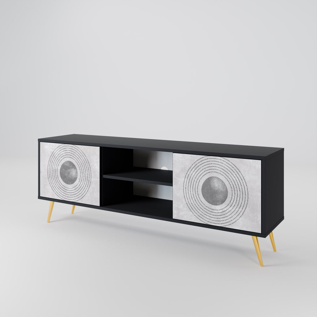 SOLID CIRCLES 2-dörrars TV-bänk i svart finish
