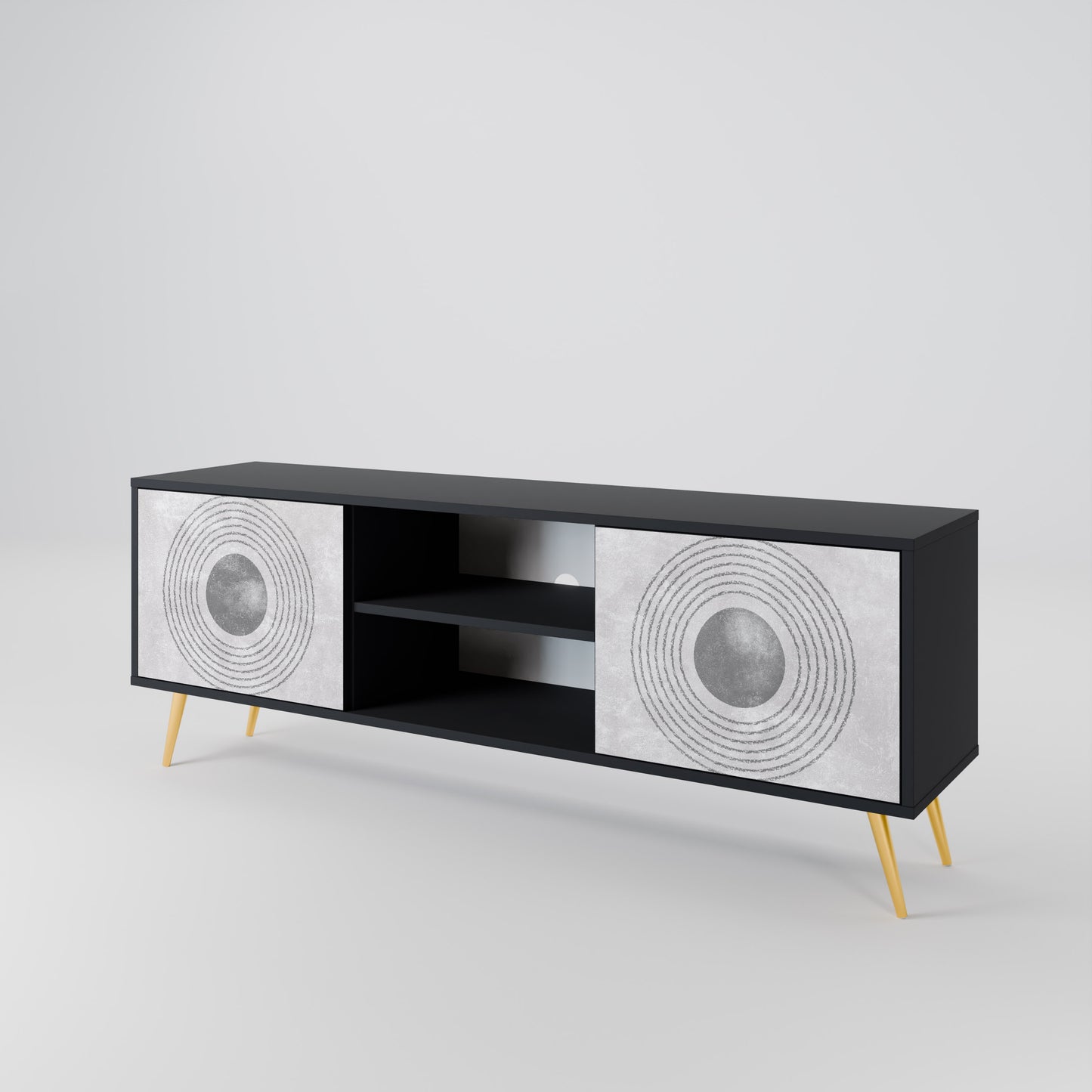 SOLID CIRCLES 2-dörrars TV-bänk i svart finish