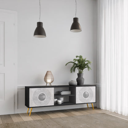 SOLID CIRCLES 2-dörrars TV-bänk i svart finish