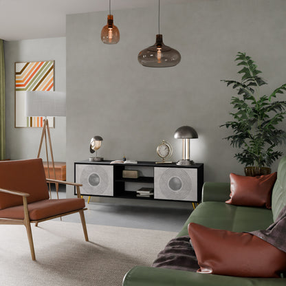 SOLID CIRCLES 2-dörrars TV-bänk i svart finish