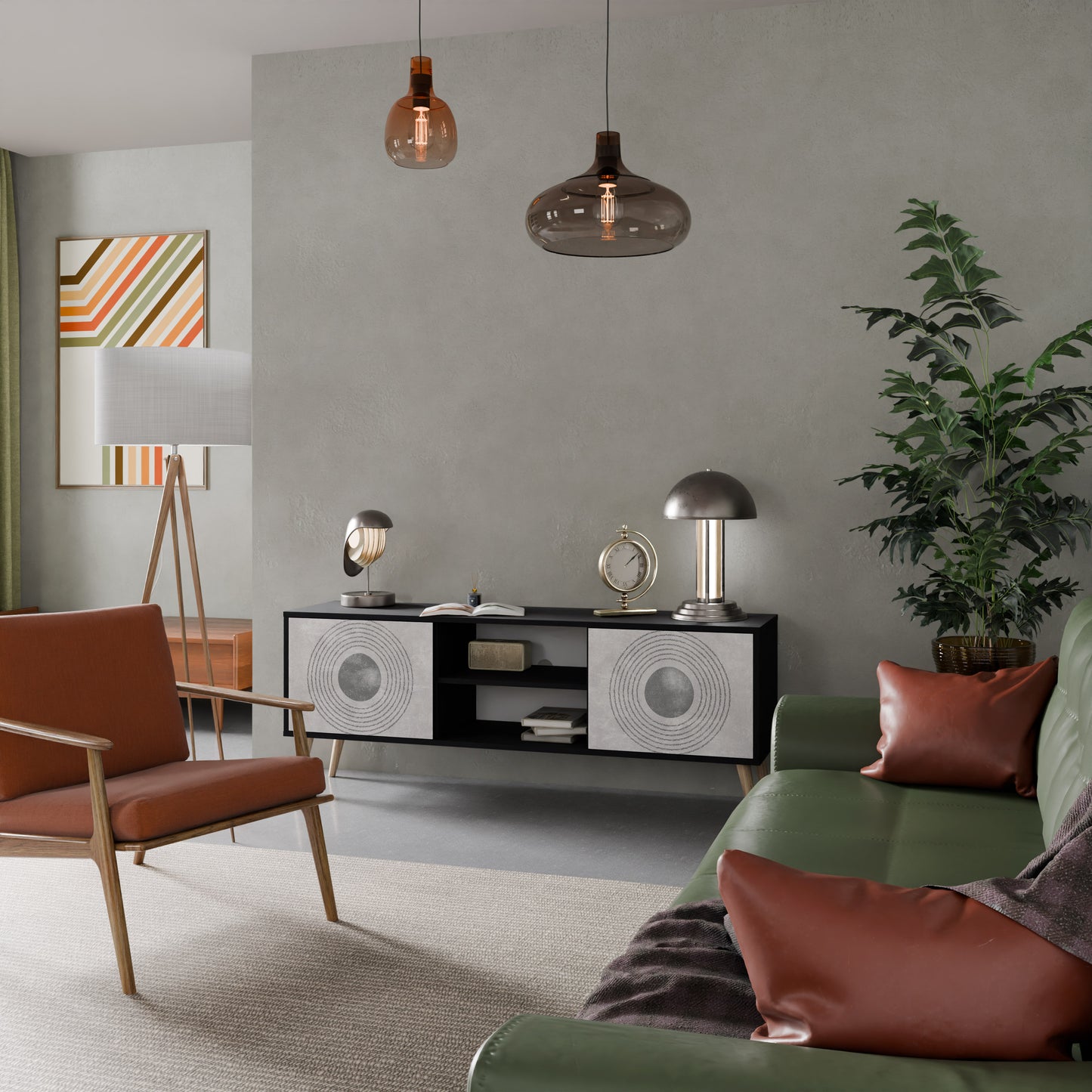 SOLID CIRCLES 2-dörrars TV-bänk i svart finish