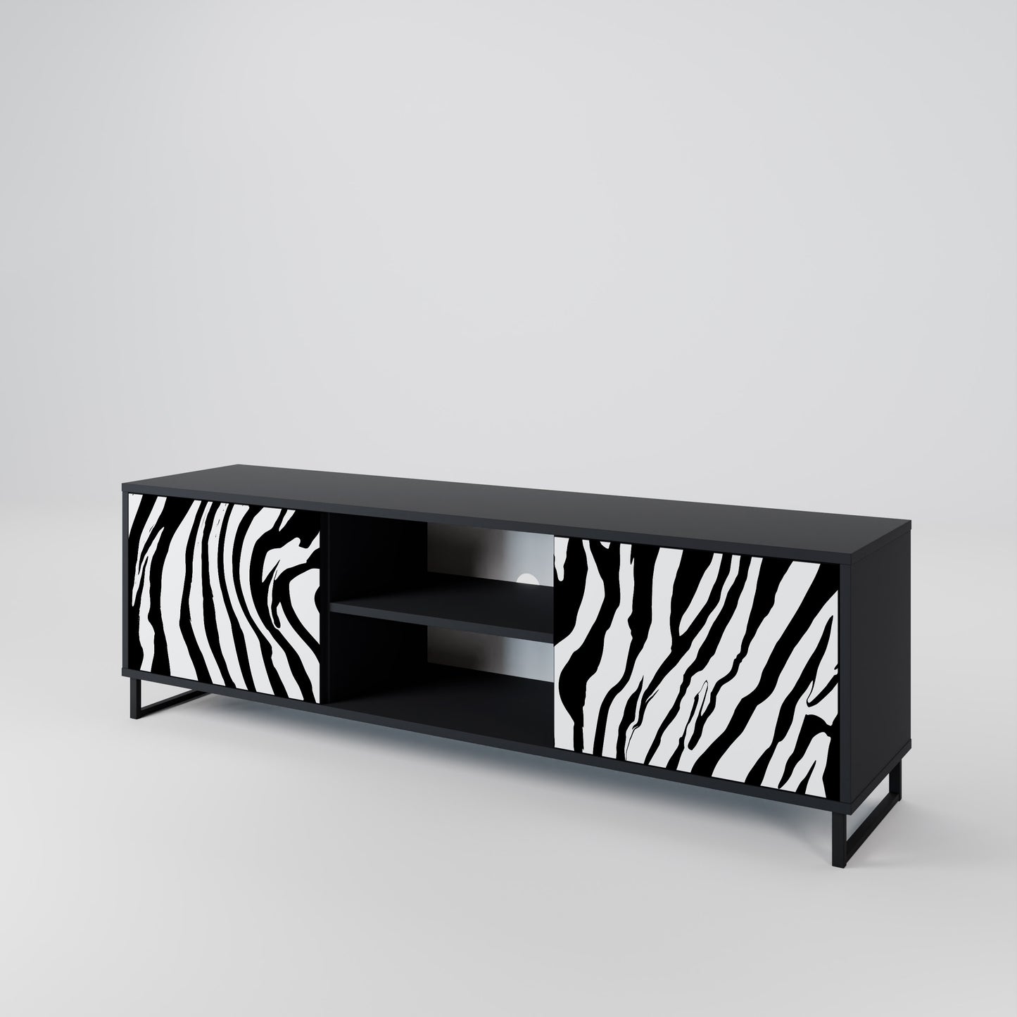 SPLENDID ZEBRA 2-dörrars TV-bänk i svart finish