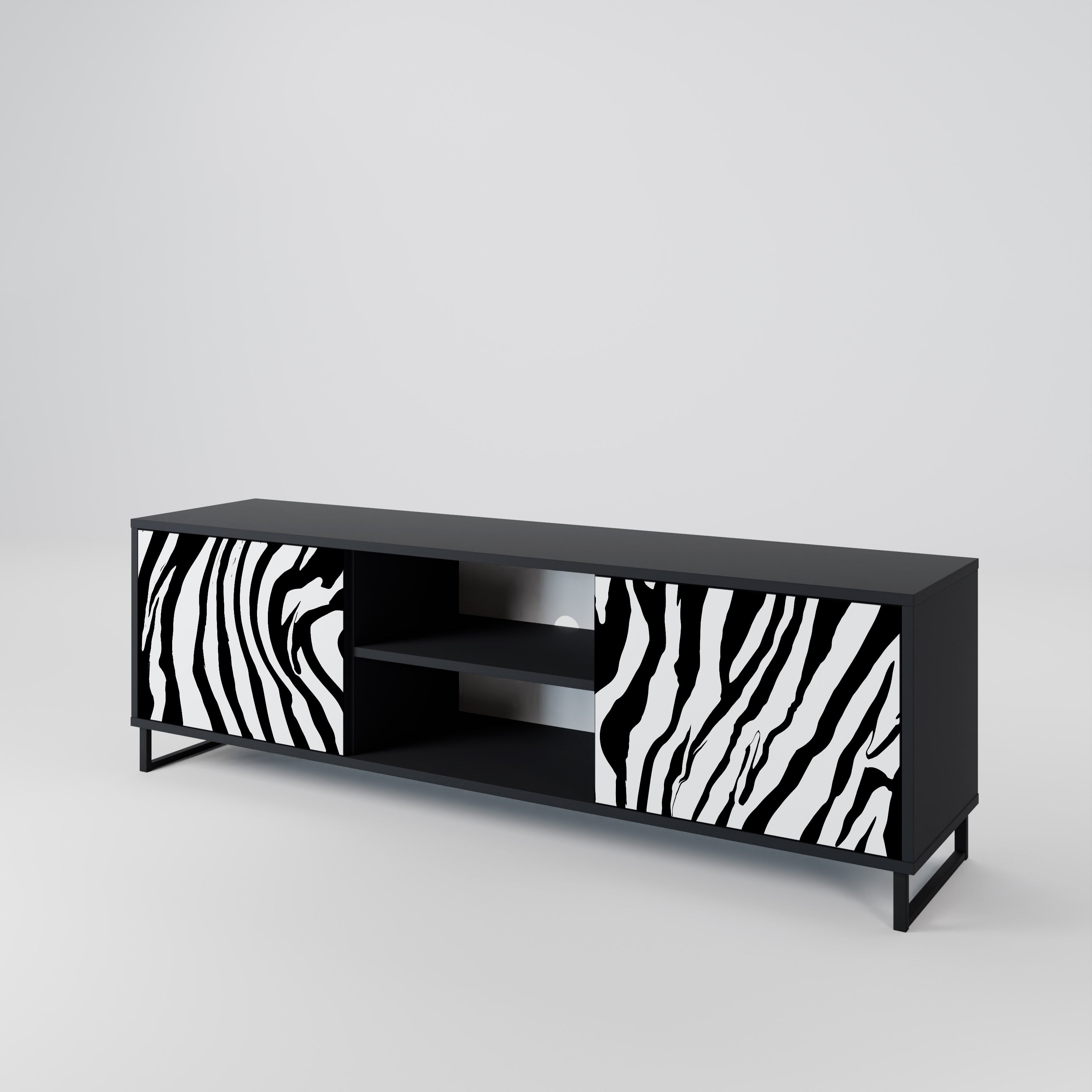 SPLENDID ZEBRA 2-dörrars TV-bänk i svart finish