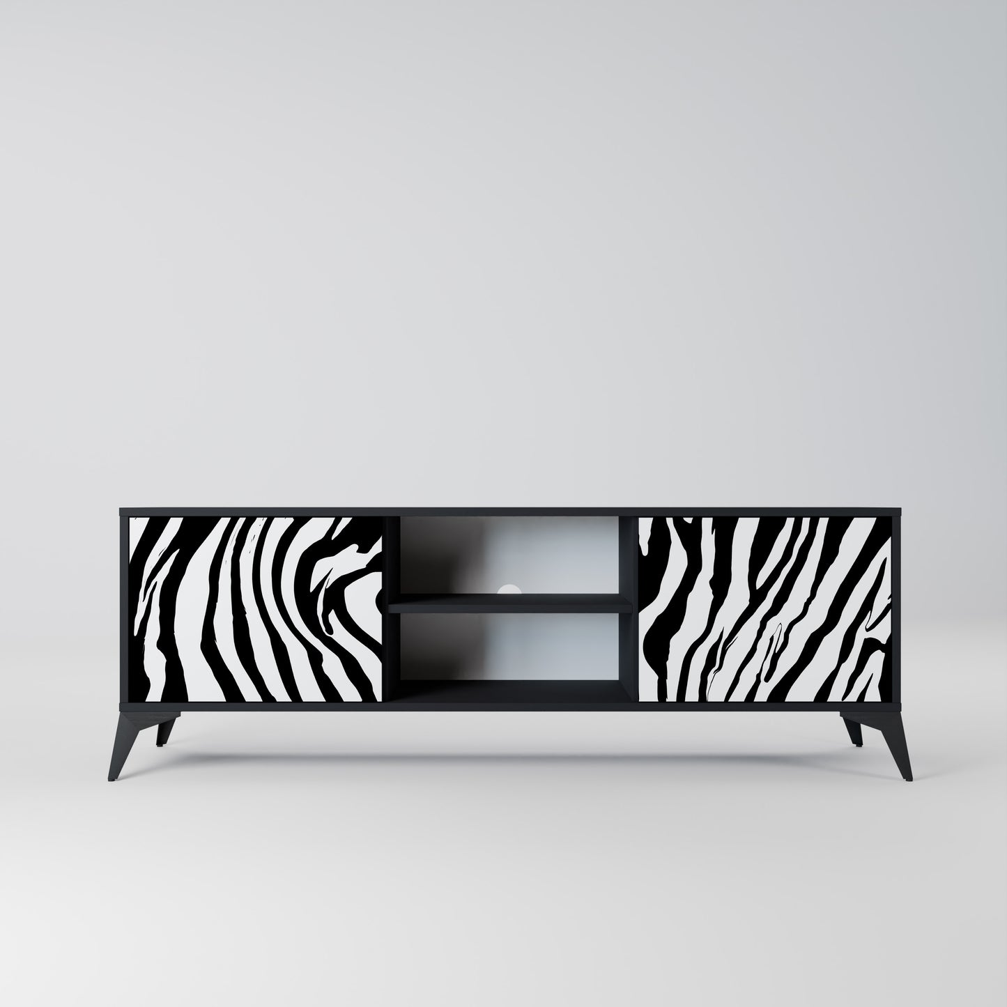 SPLENDID ZEBRA 2-dörrars TV-bänk i svart finish