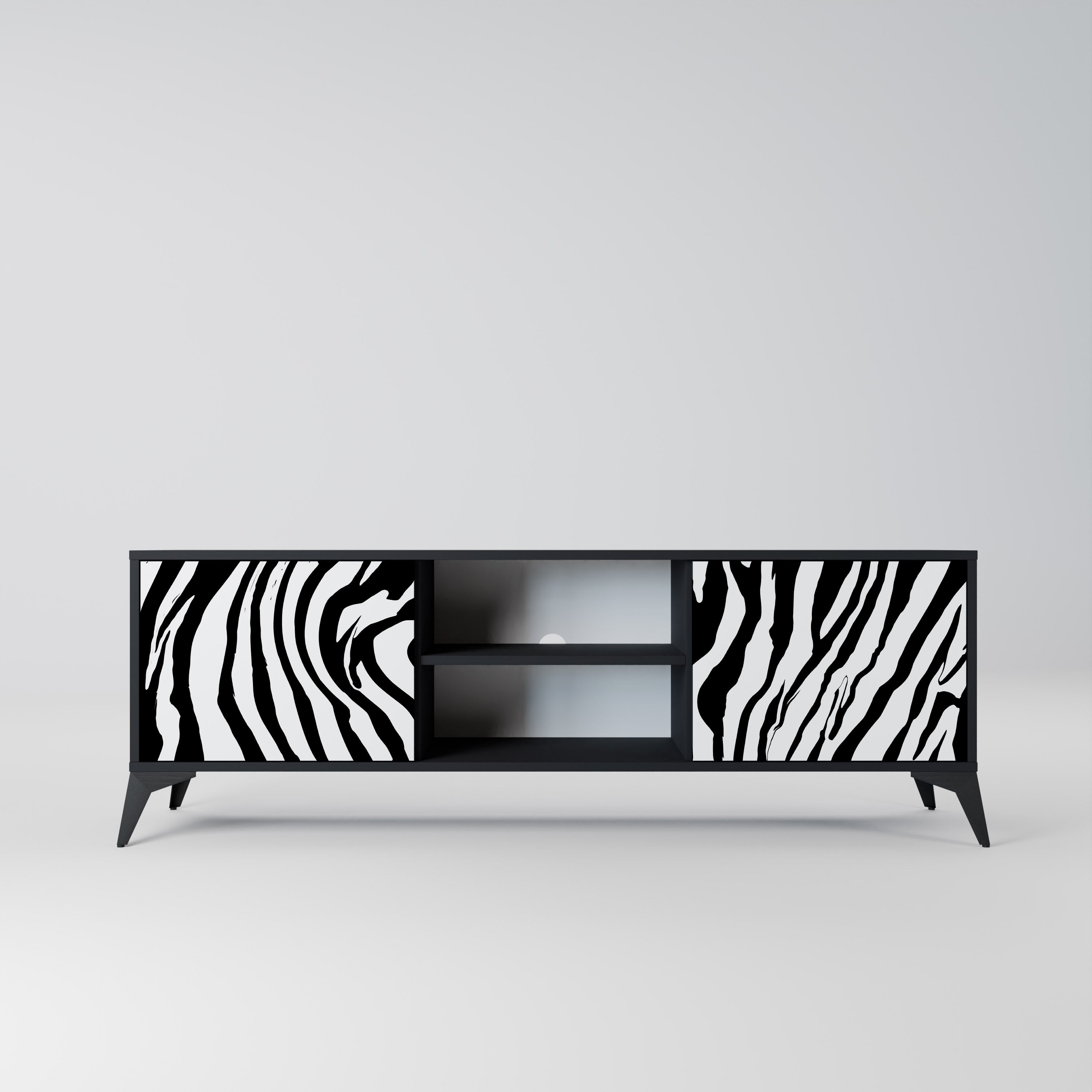 SPLENDID ZEBRA 2-dörrars TV-bänk i svart finish