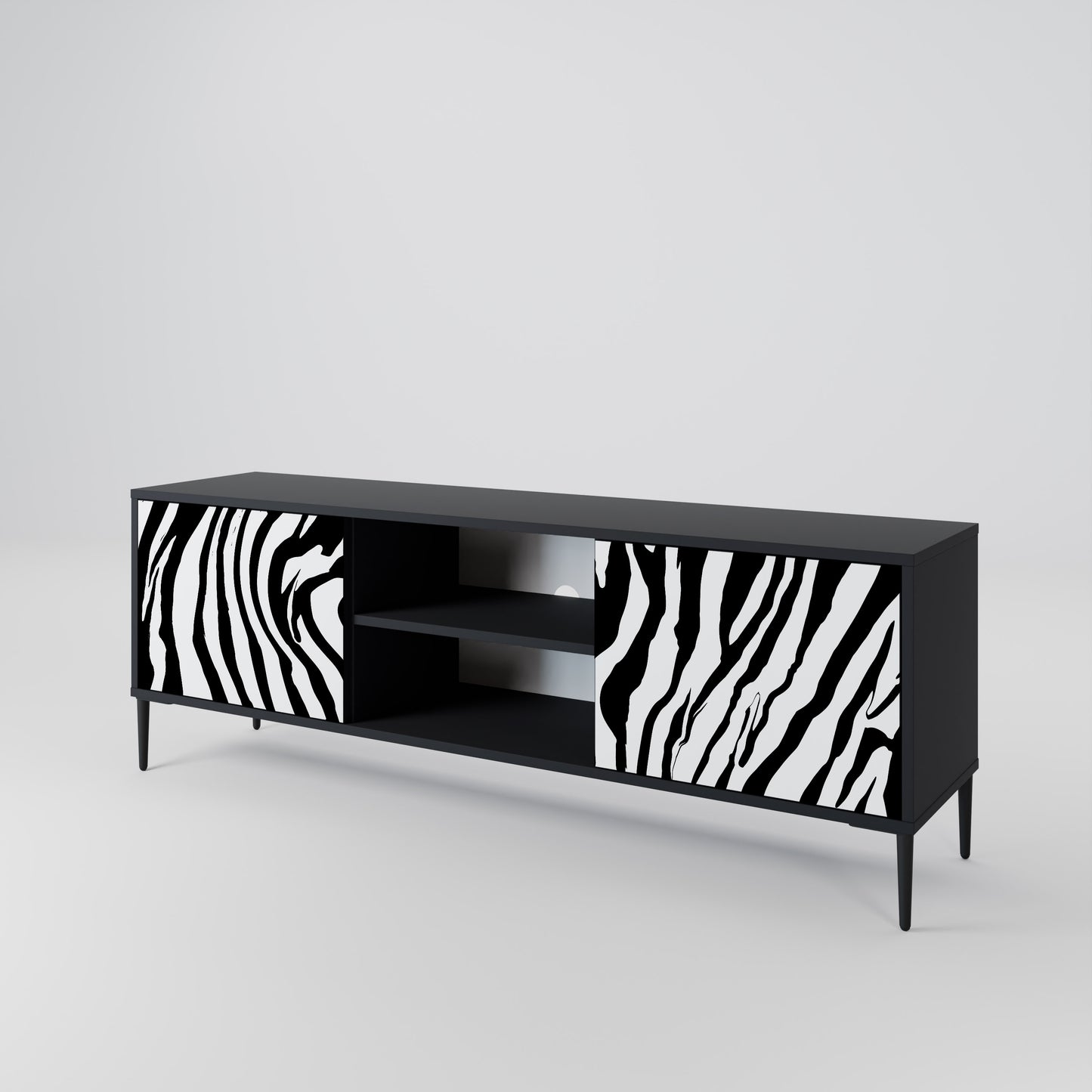 SPLENDID ZEBRA 2-dörrars TV-bänk i svart finish