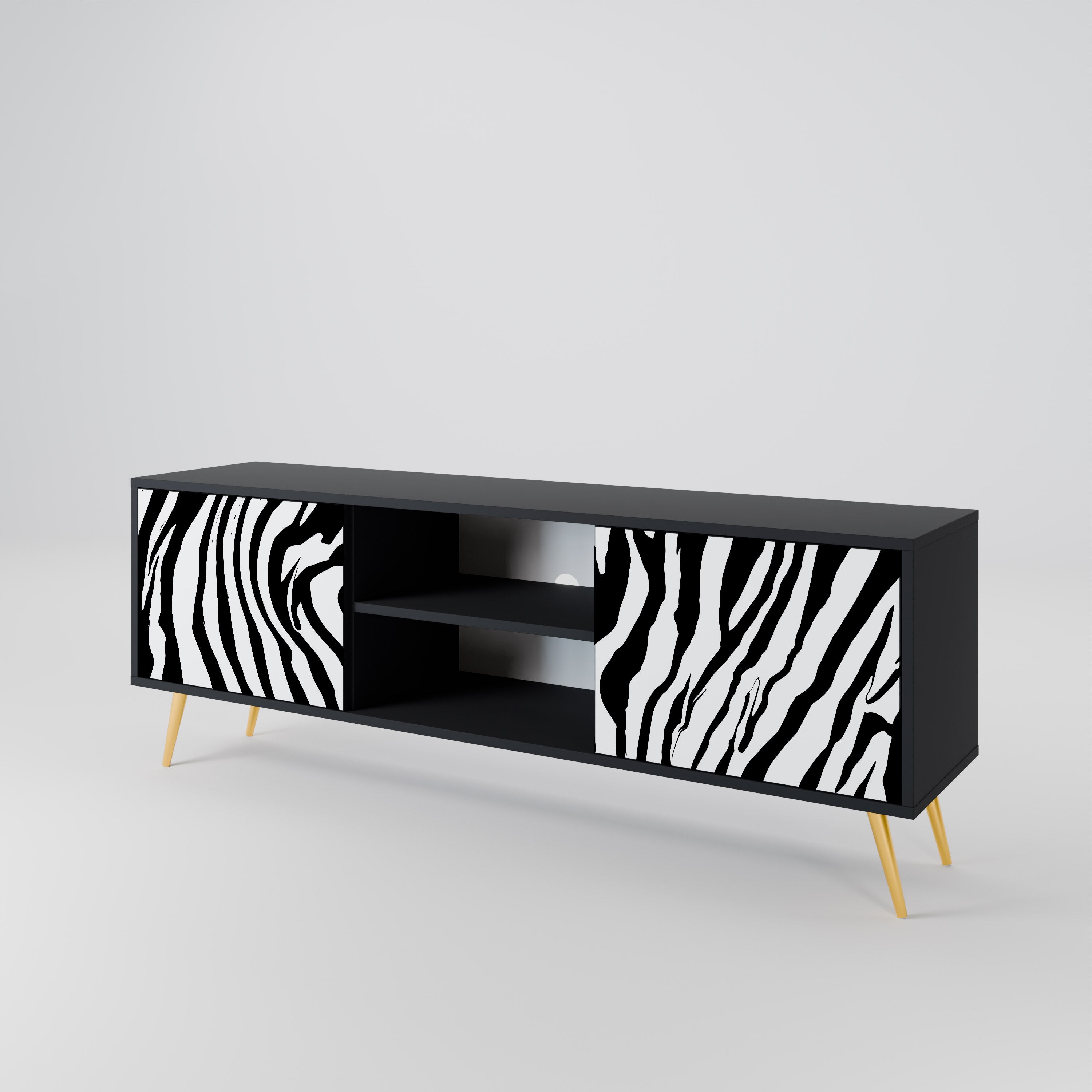 SPLENDID ZEBRA 2-dörrars TV-bänk i svart finish