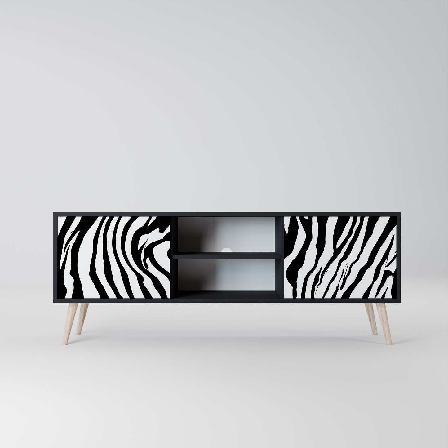 SPLENDID ZEBRA 2-dörrars TV-bänk i svart finish