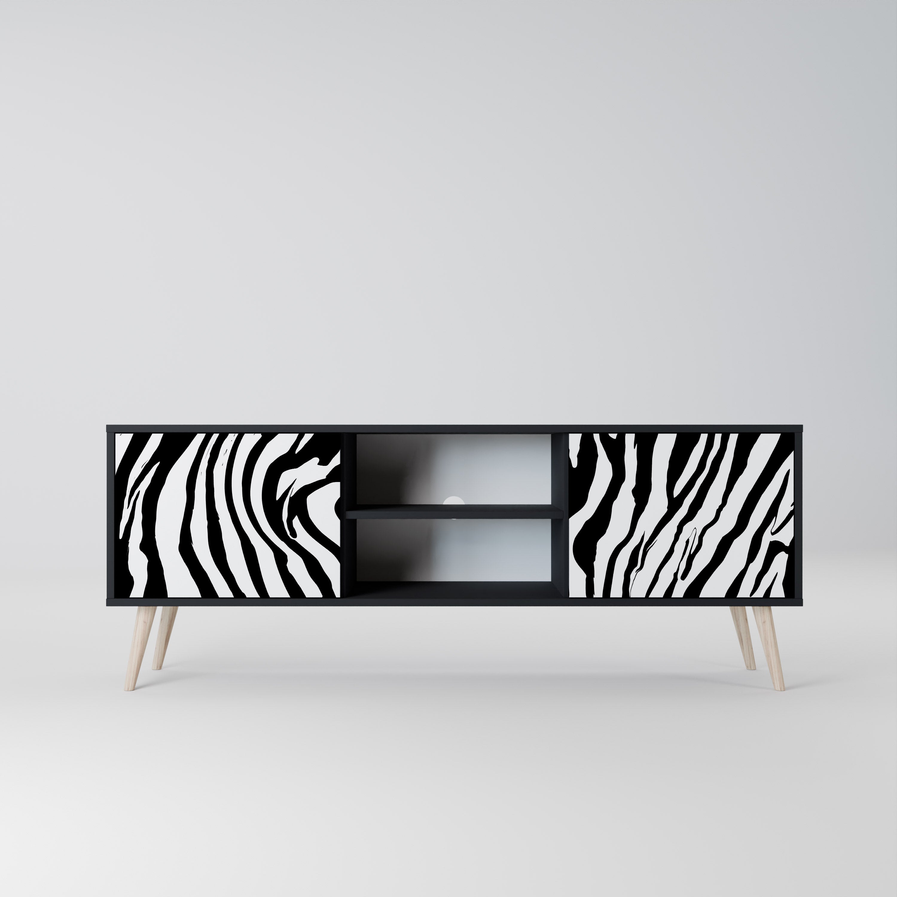 SPLENDID ZEBRA 2-dörrars TV-bänk i svart finish