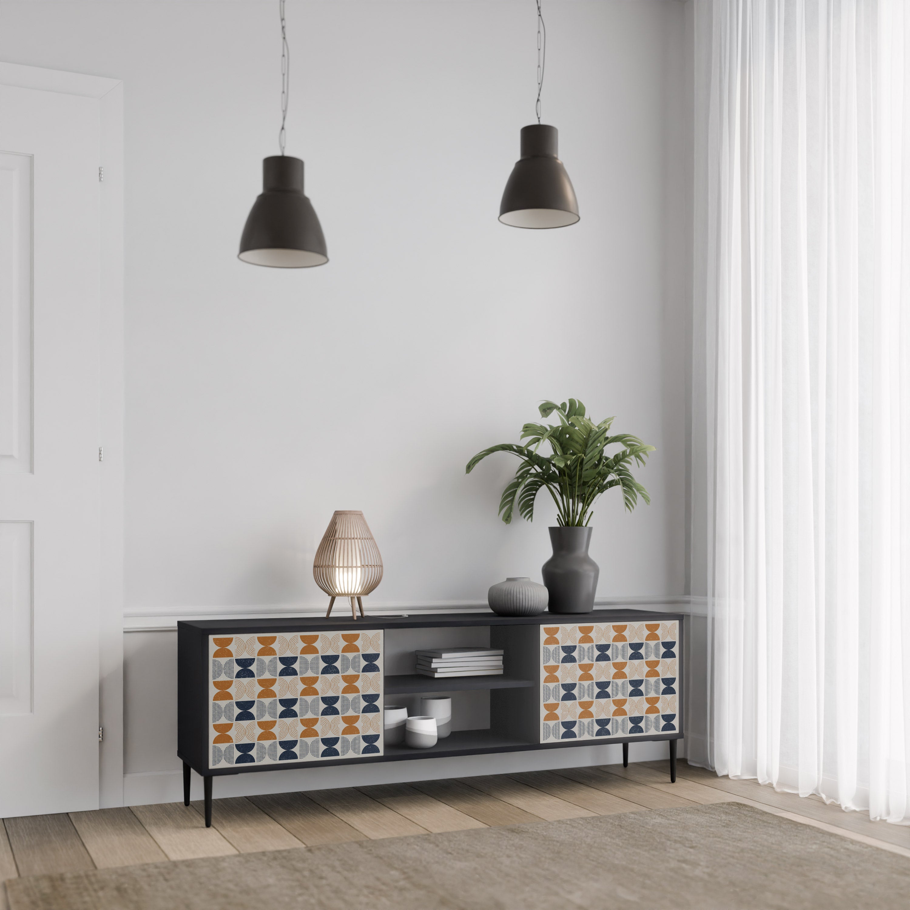 REFLECTION RANGE TV-bänk med 2 dörrar i svart finish