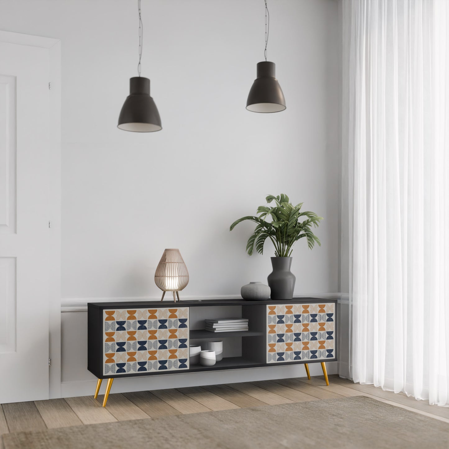 REFLECTION RANGE TV-bänk med 2 dörrar i svart finish