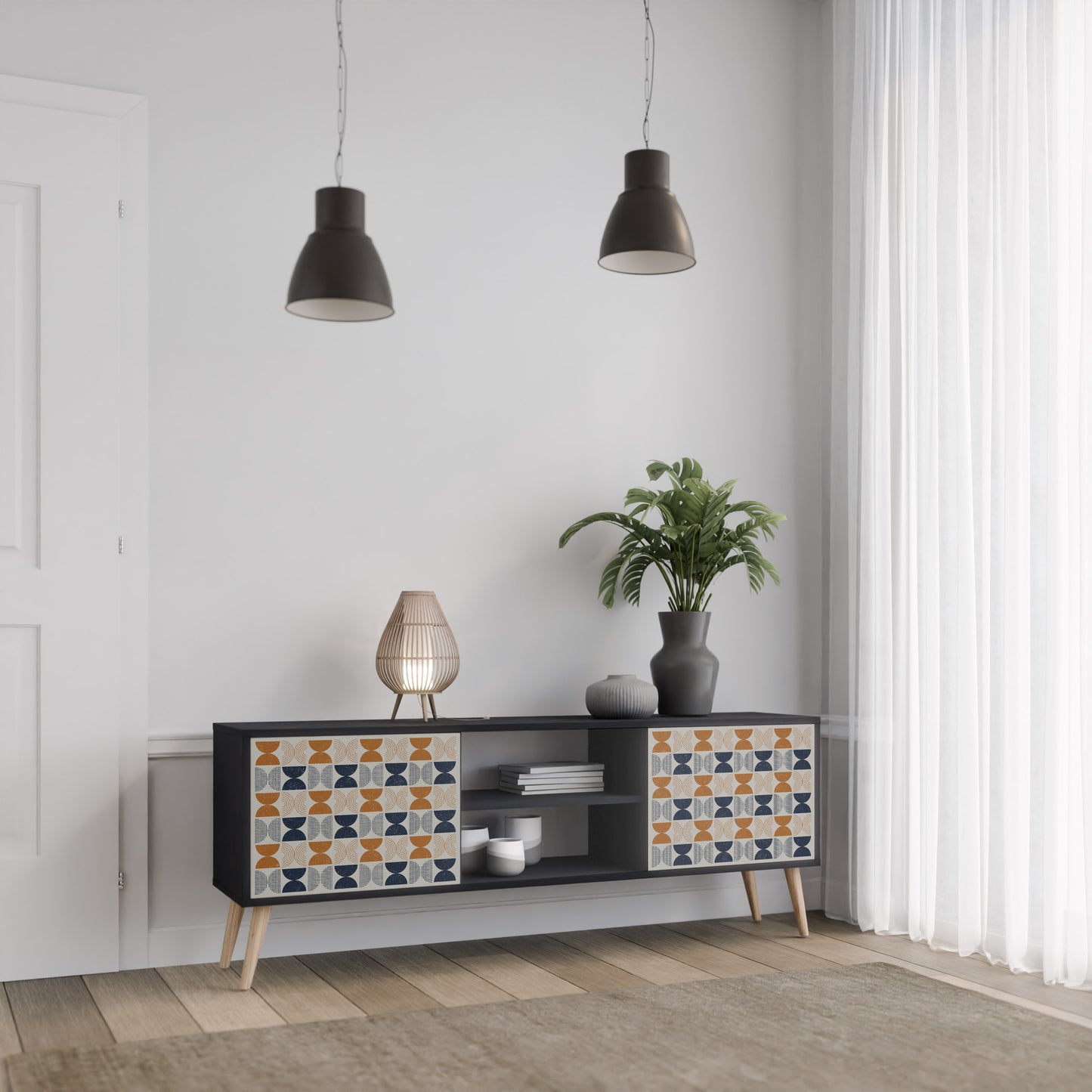 REFLECTION RANGE TV-bänk med 2 dörrar i svart finish