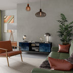 CELESTIAL FALL 2-Door TV Stand in Black Finish