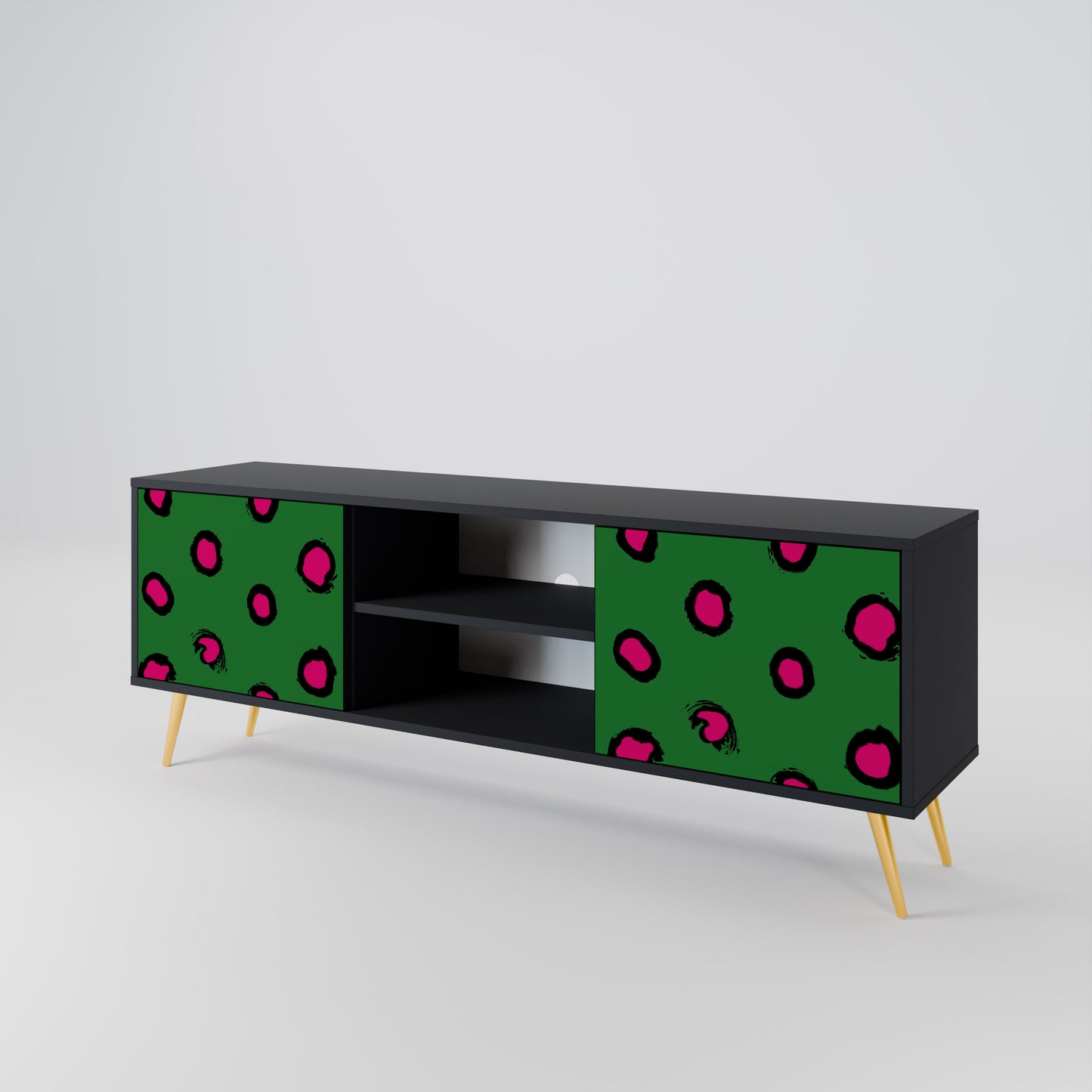 FUNKY SPOTS 2-Door TV Stand in Black Finish