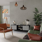 NIGHTY MELODIES 2-Door TV Stand in Black Finish