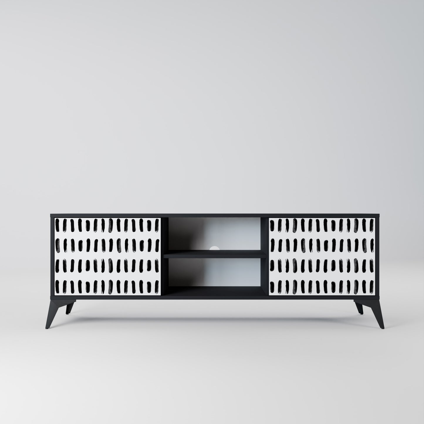 NIGHTY MELODIES 2-Door TV Stand in Black Finish