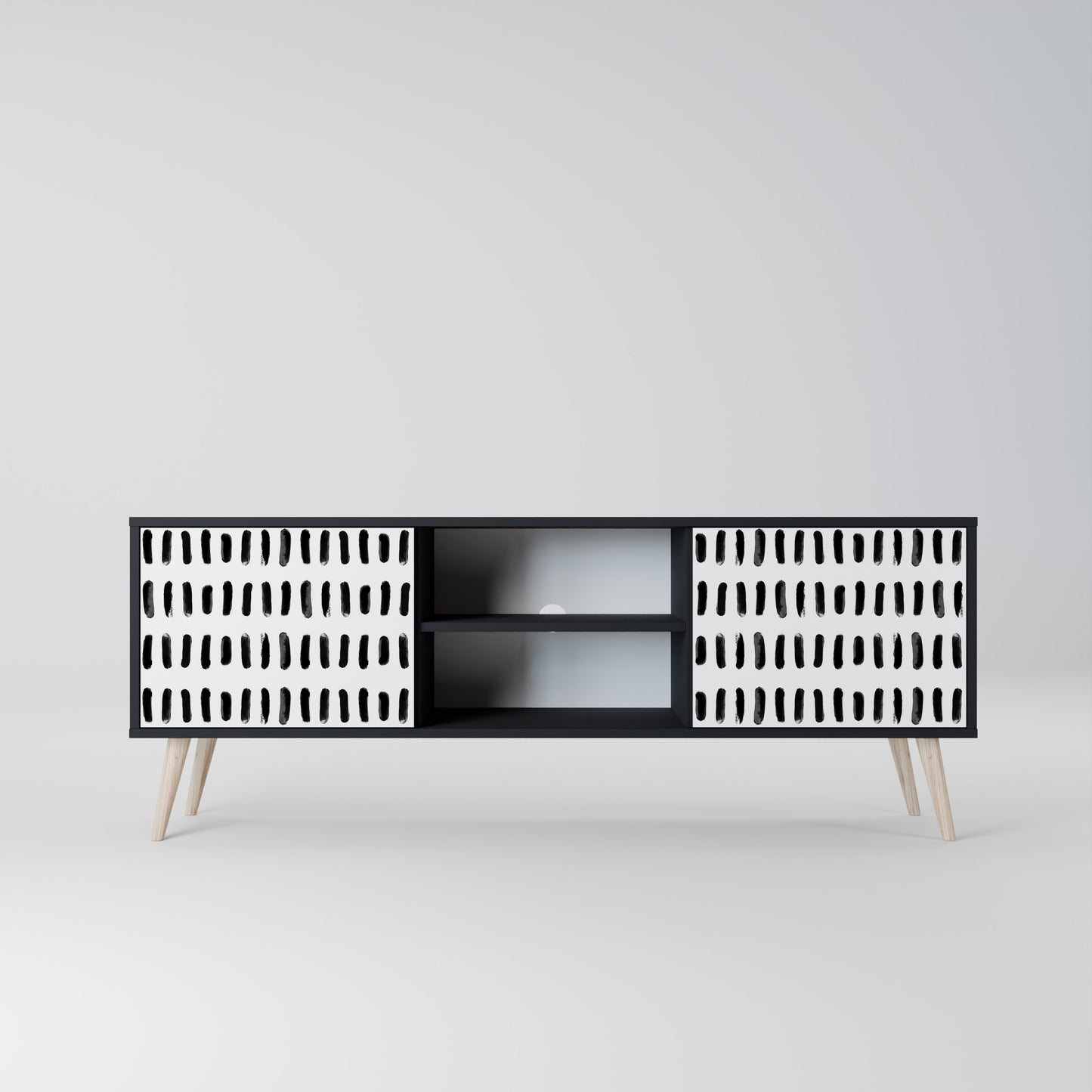 NIGHTY MELODIES 2-Door TV Stand in Black Finish