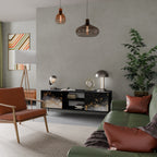 MARBLE OF TOMMORROW 2-Door TV Stand in Black Finish