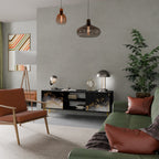 MARBLE OF TOMMORROW 2-Door TV Stand in Black Finish