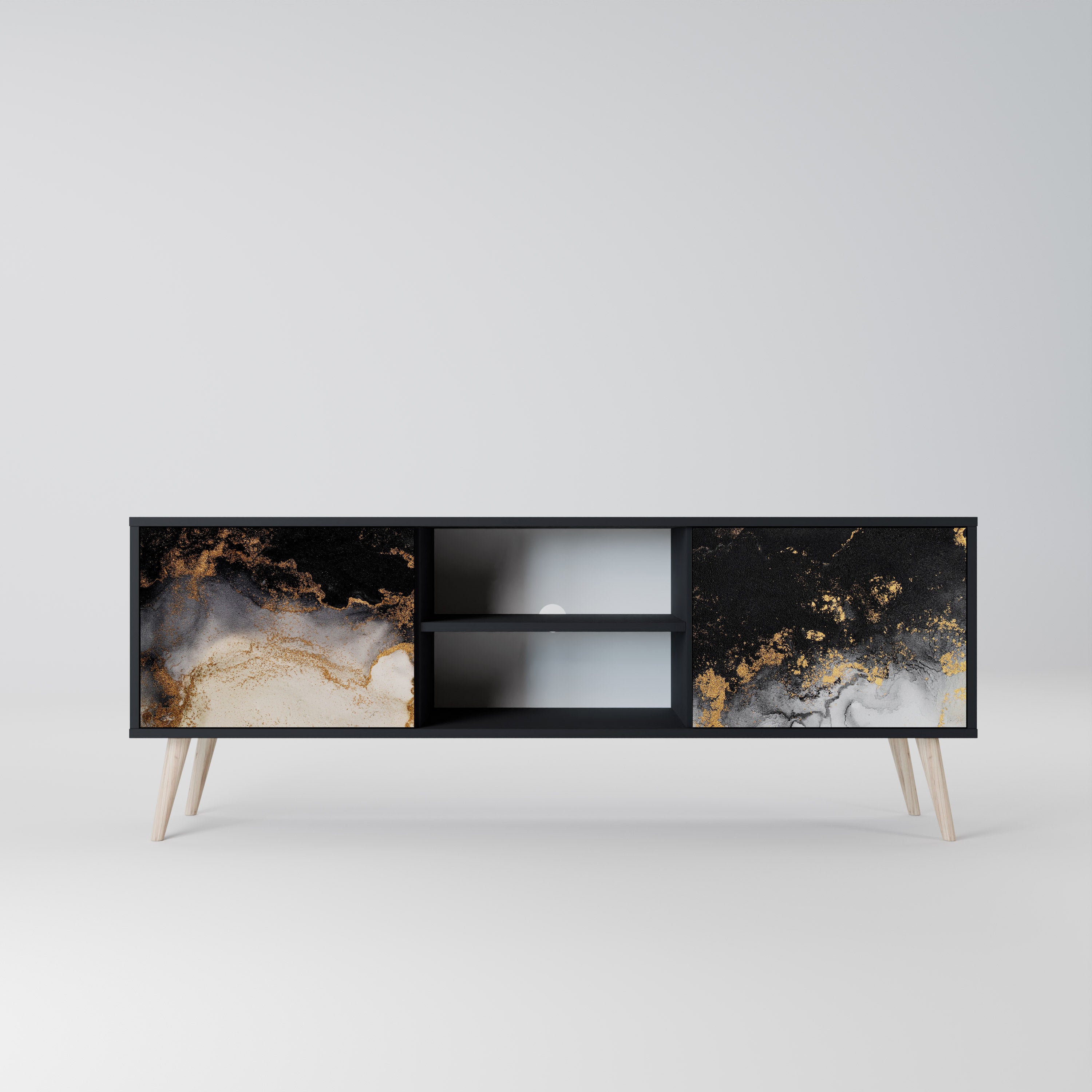 MARBLE OF TOMMORROW 2-dörrars TV-bänk i svart finish