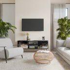 MARBLE OF TOMMORROW 2-Door TV Stand in Black Finish