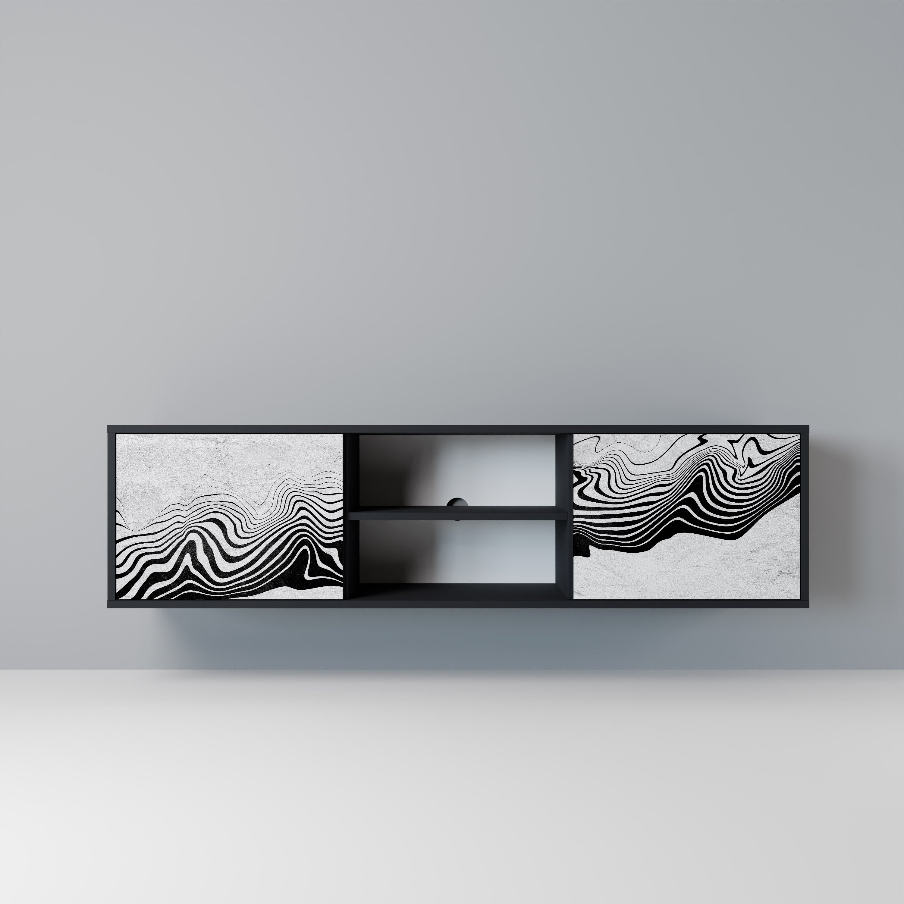 MONOKROM MIRAGE 2-dörrars TV-bänk i svart finish