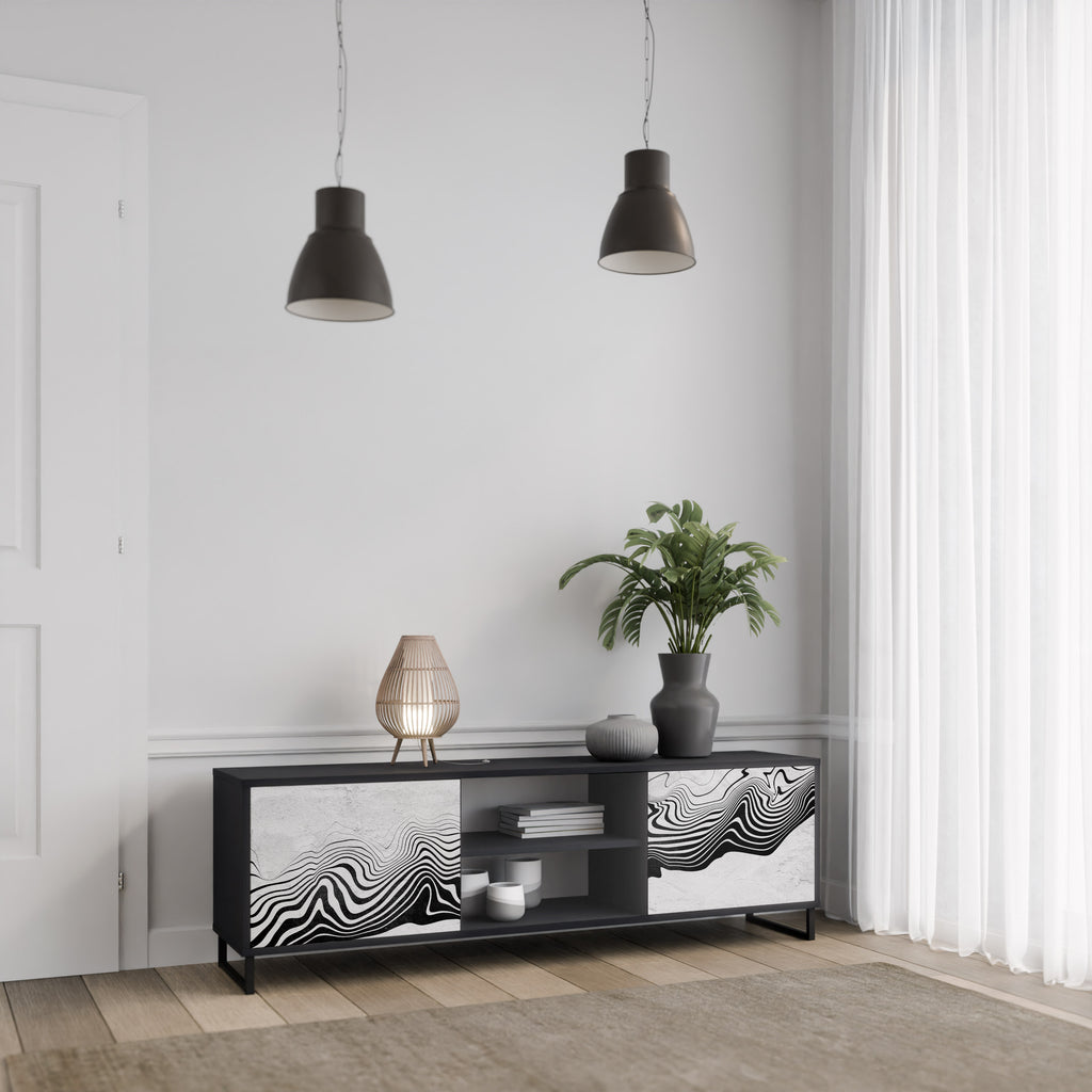 MONOKROM MIRAGE 2-dörrars TV-bänk i svart finish