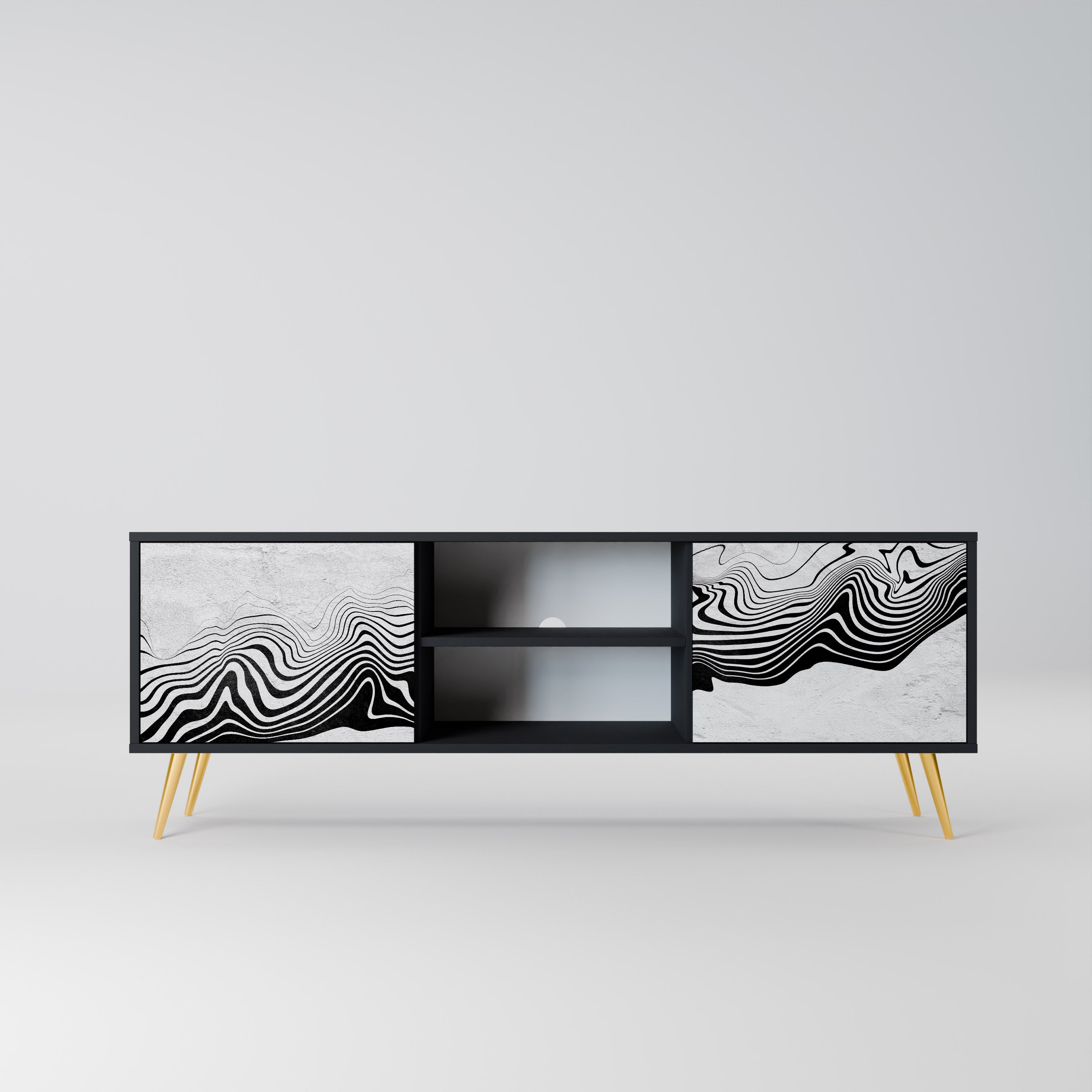 MONOKROM MIRAGE 2-dörrars TV-bänk i svart finish