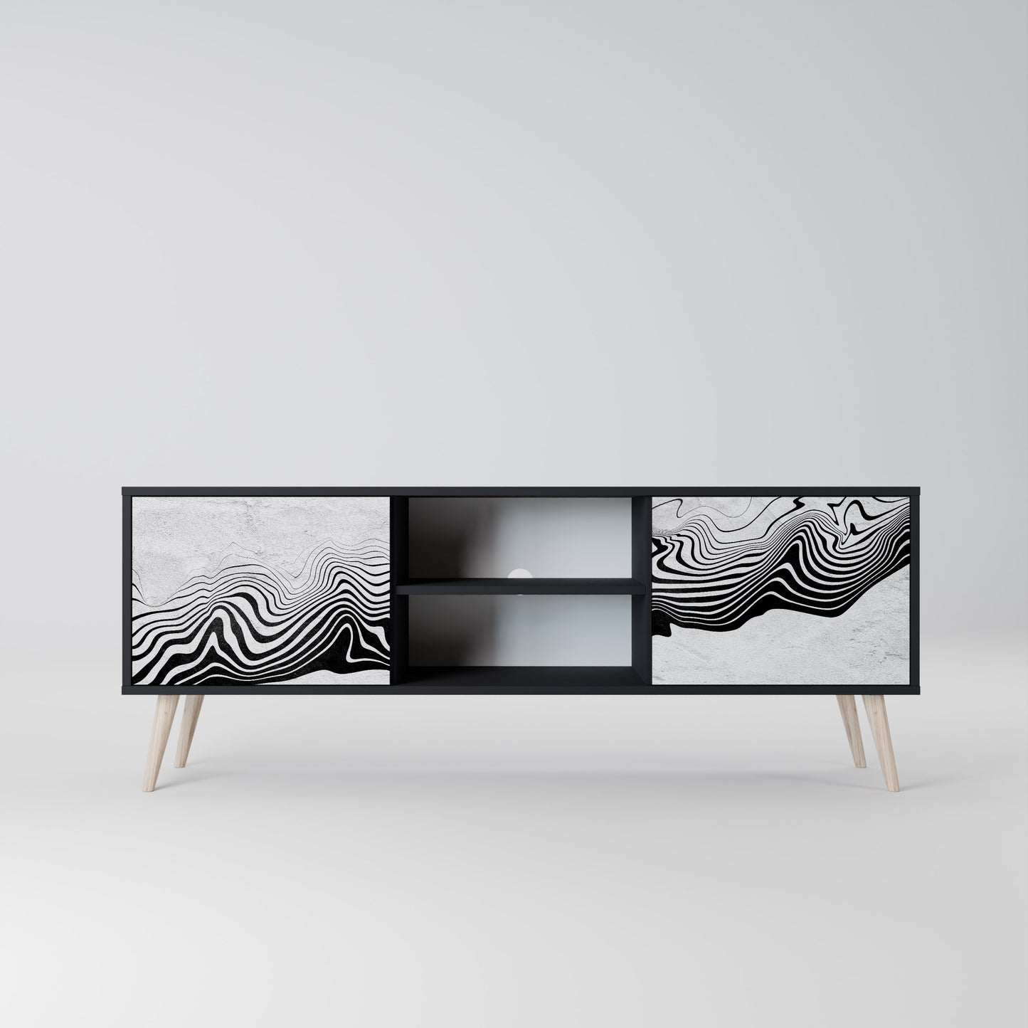MONOKROM MIRAGE 2-dörrars TV-bänk i svart finish