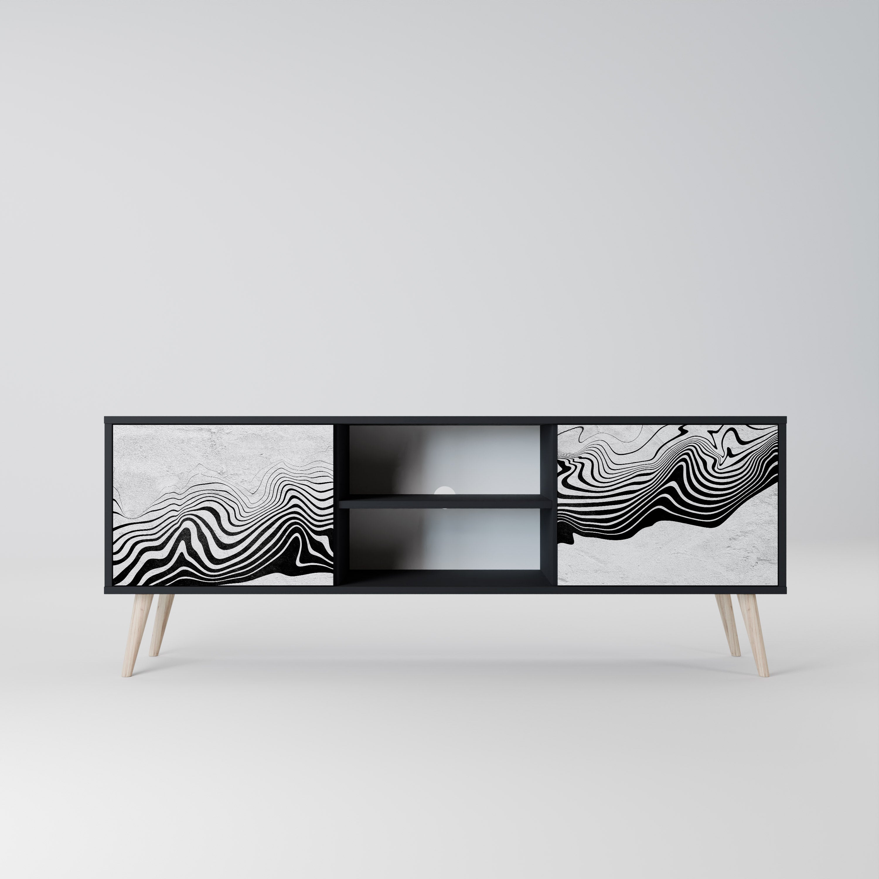 MONOKROM MIRAGE 2-dörrars TV-bänk i svart finish