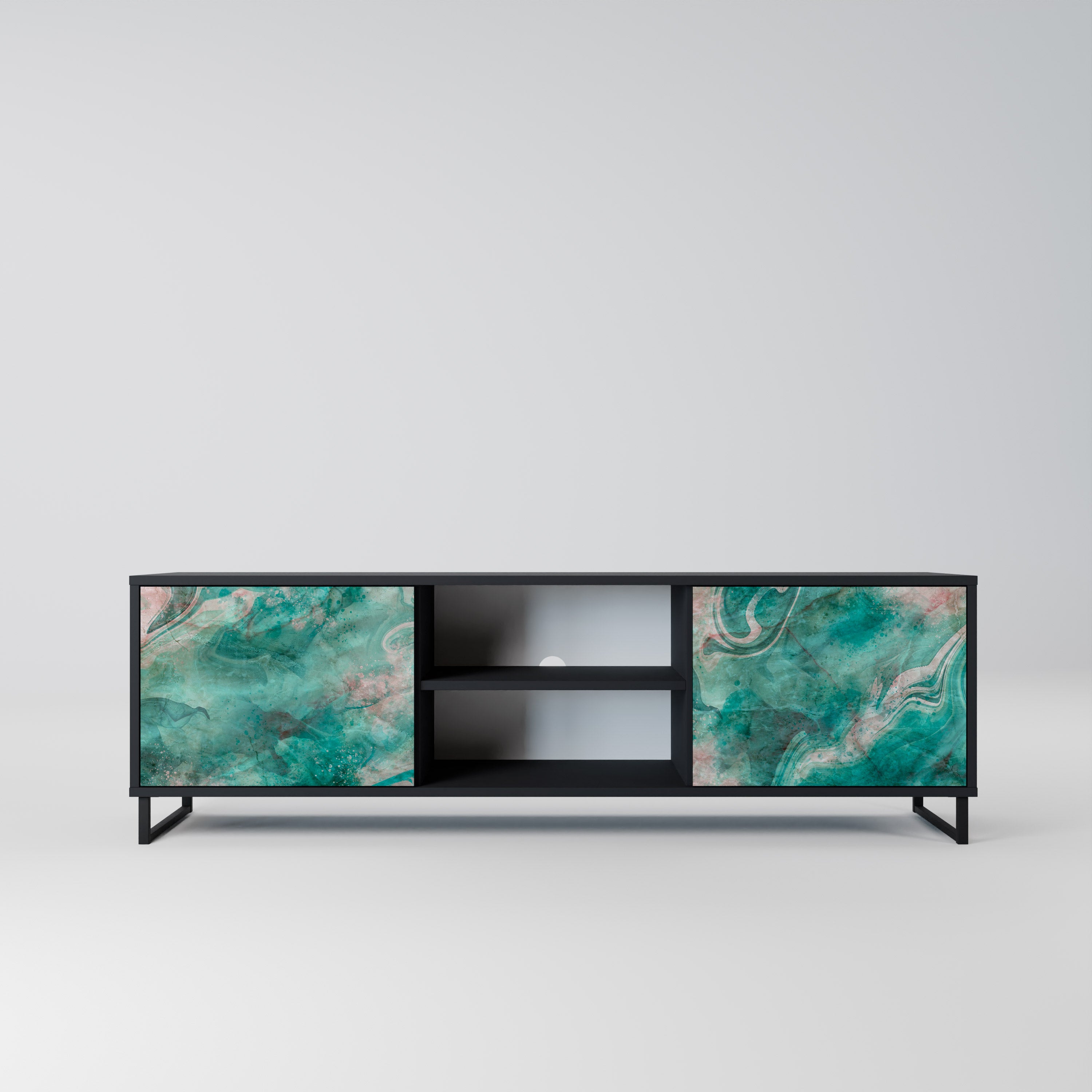 ABSTRACT ALCHEMY 2-dörrars TV-bänk i svart finish