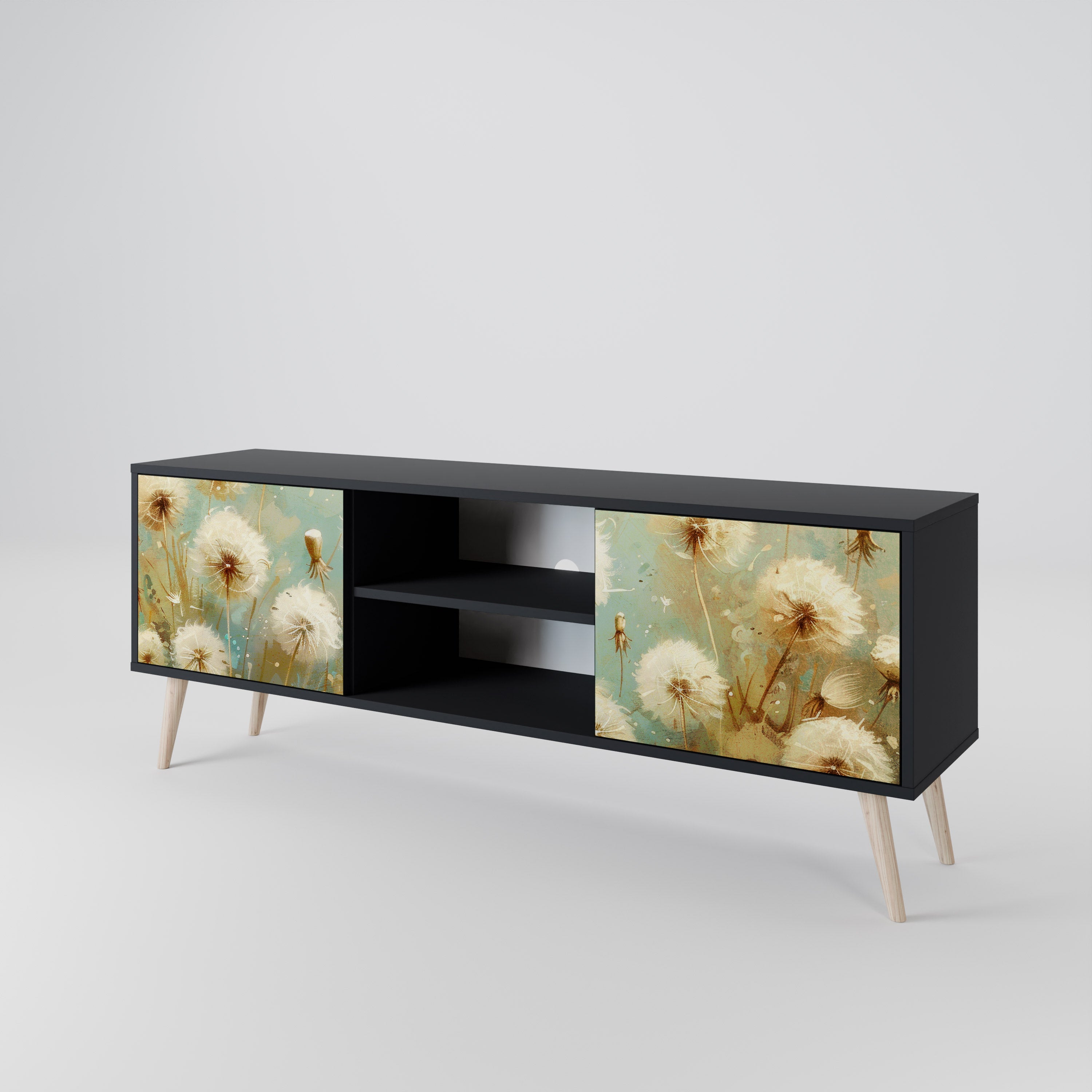 DREAMY MEADOW 2-dörrars TV-bänk i svart finish