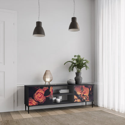 NEVERENDING BLOOM 2-dörrars TV-bänk i svart finish