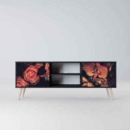 NEVERENDING BLOOM 2-dörrars TV-bänk i svart finish