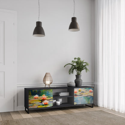 BLOOMING WATERS 2-dörrars TV-bänk i svart finish