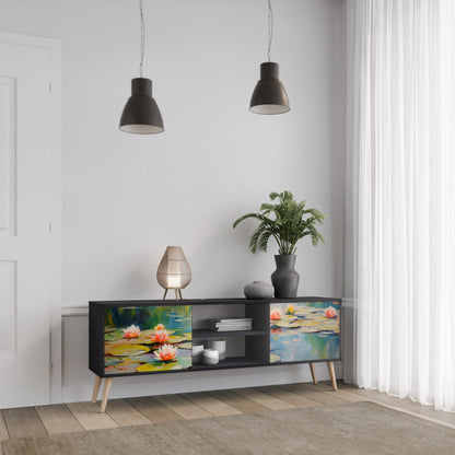 BLOOMING WATERS 2-dörrars TV-bänk i svart finish