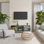 BLOOMING WATERS 2-Door TV Stand in Black Finish