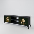 FLORAL NOIR 2-Door TV Stand in Black Finish