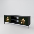 FLORAL NOIR 2-Door TV Stand in Black Finish