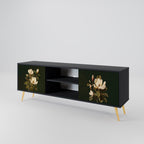 FLORAL NOIR 2-Door TV Stand in Black Finish