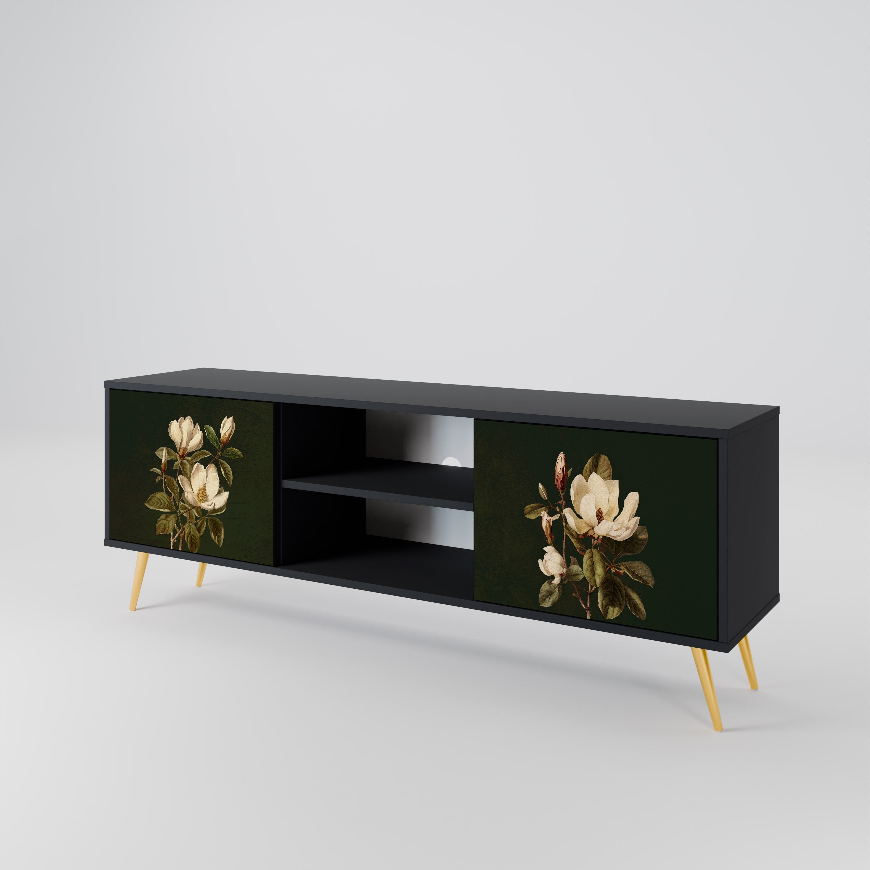 FLORAL NOIR 2-dörrars TV-bänk i svart finish