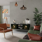 FLORAL NOIR 2-Door TV Stand in Black Finish